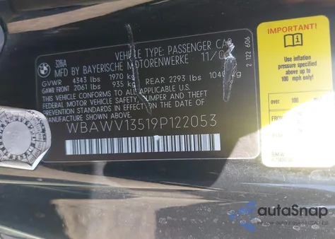 2009 BMW 328I from USA, damaged, VIN WBAWV13519P122053